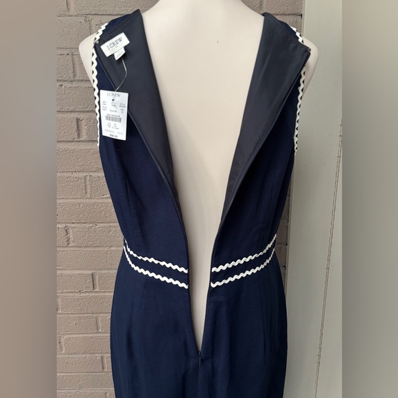 J.Crew  NWT Navy blue dress -white trim  10 - Picture 7 of 11